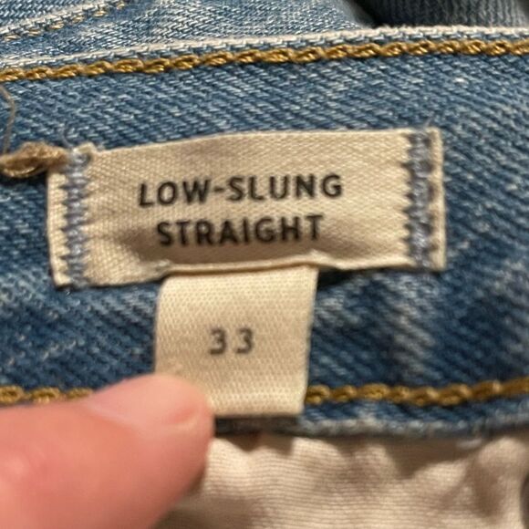 Madewell NWT Distressed Low-Slung Straight Jeans Size 33 in Olvera Wash - Picture 6 of 11